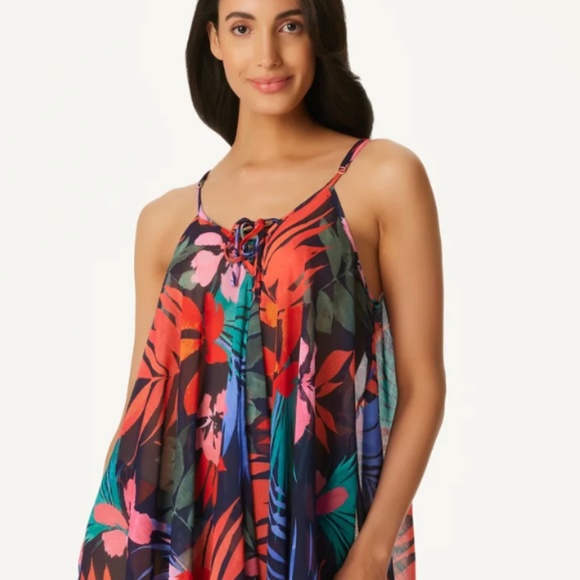 Jessica Simpson Island Paradise Lace Front Dress /Cover Up Handkerchief Hem NWT - Picture 2 of 10